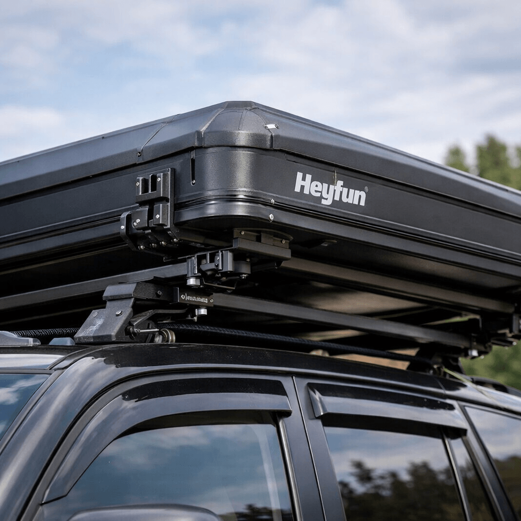 HEYFUN Rooftop Tent - Aluminum hard shell rooftop structure designed for roof rack crossbar mounting