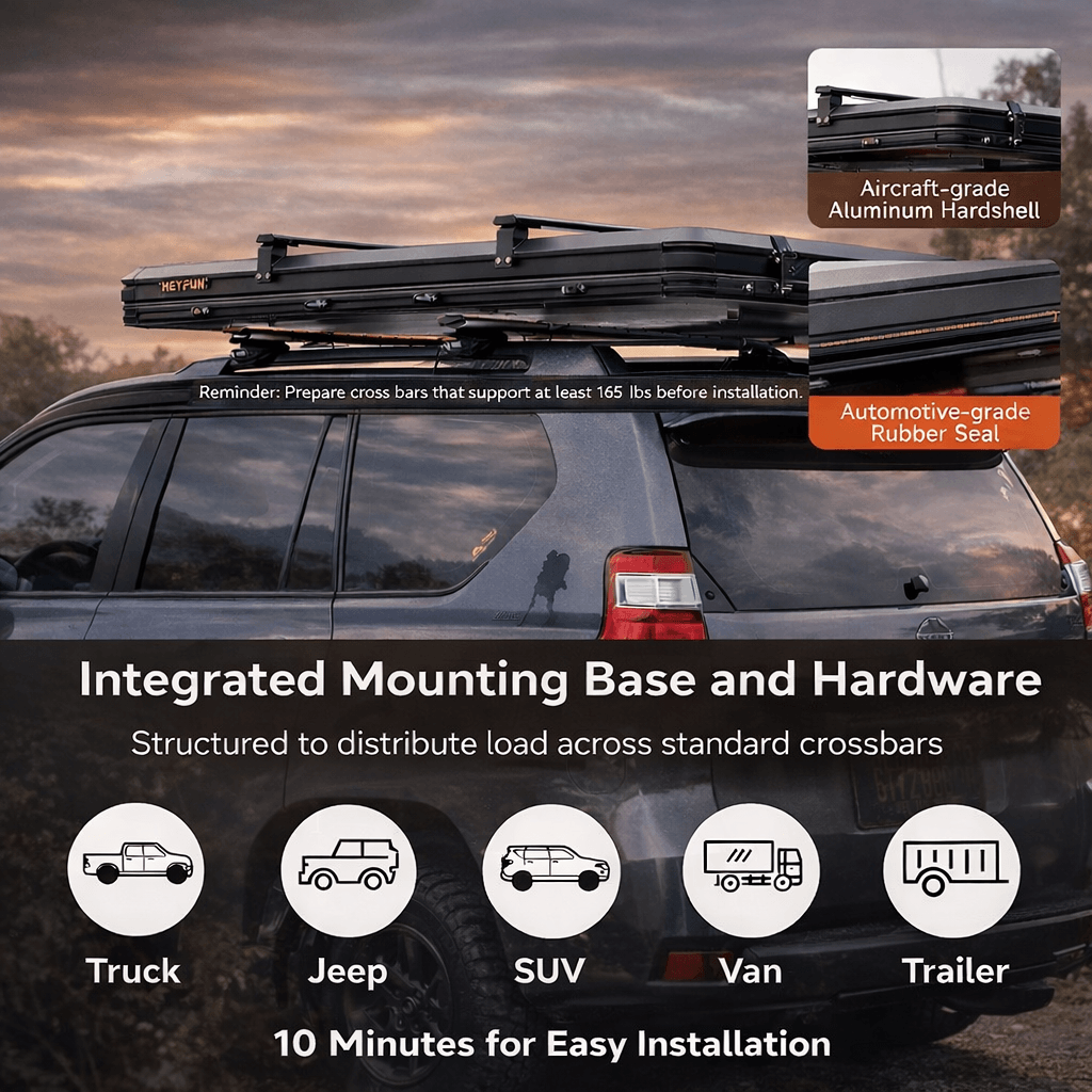 HEYFUN Rooftop Tent - Integrated Mounting Base and Hardware