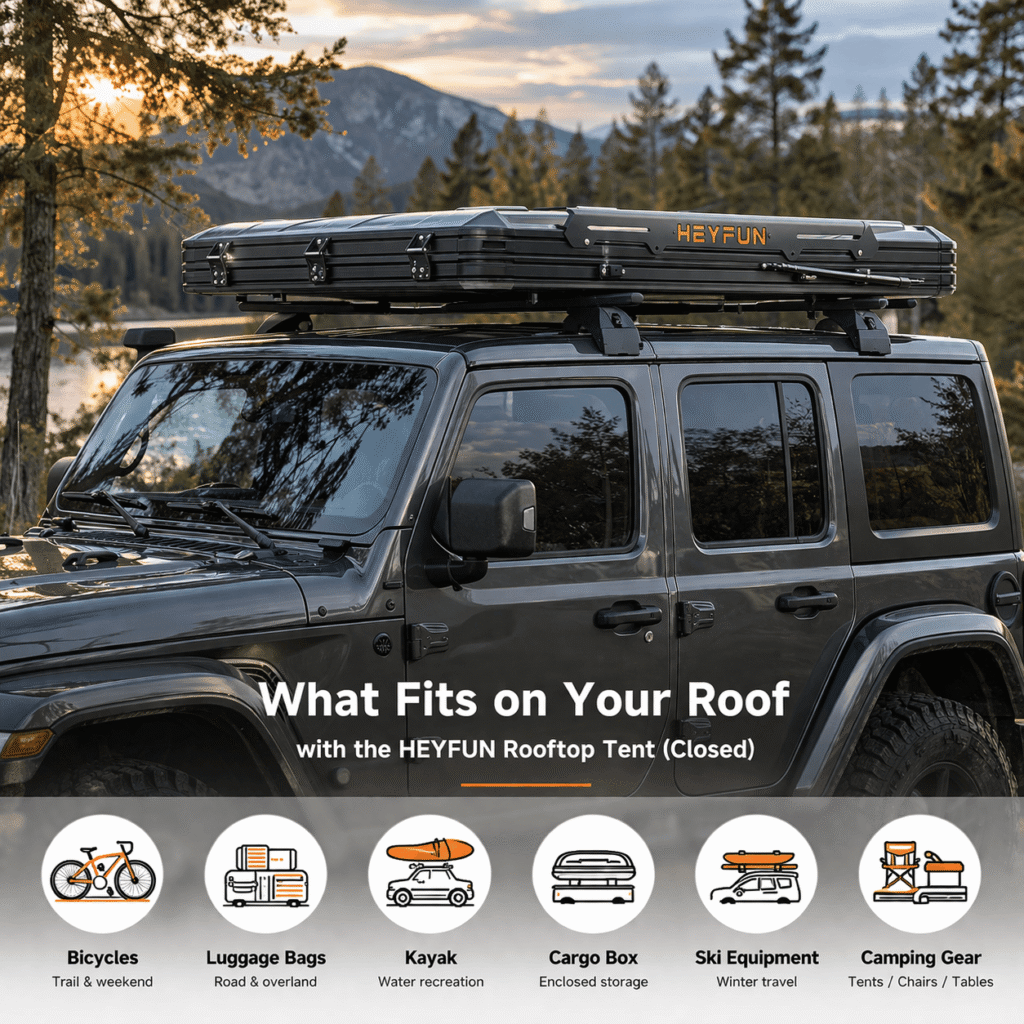 HEYFUN Rooftop Tent - Additional Roof Storage When the Tent Is Closed
